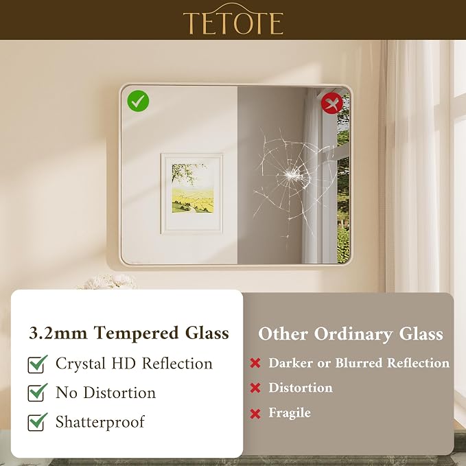 TETOTE Brushed Nickel Mirror 28 x 36 Inch - Image 4