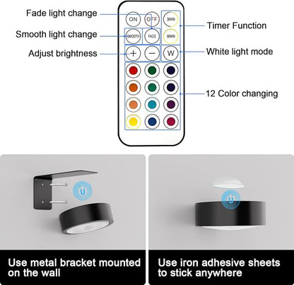 3 Pack Picture Lights for Wall, 13 RGB Color Rechargeable Battery Operated wall - Image 4
