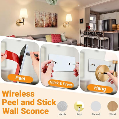 Nekhung Battery Operated Wall Sconces Set of 2, Wireless Wall Light - Image 3