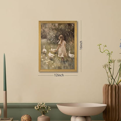 Wood Framed Canvas Wall Art, Vintage Girl - Image 4