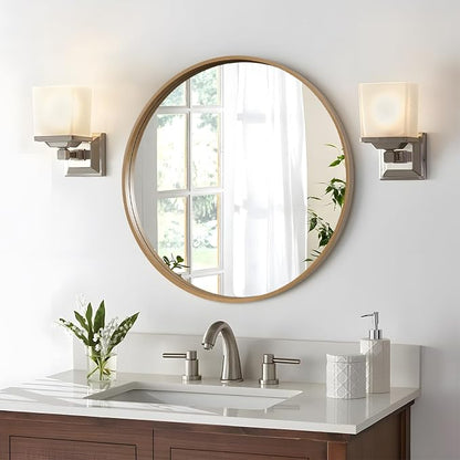 WallBeyond Round Wood Mirror 28" Circle Wall Mirror by WallBeyond