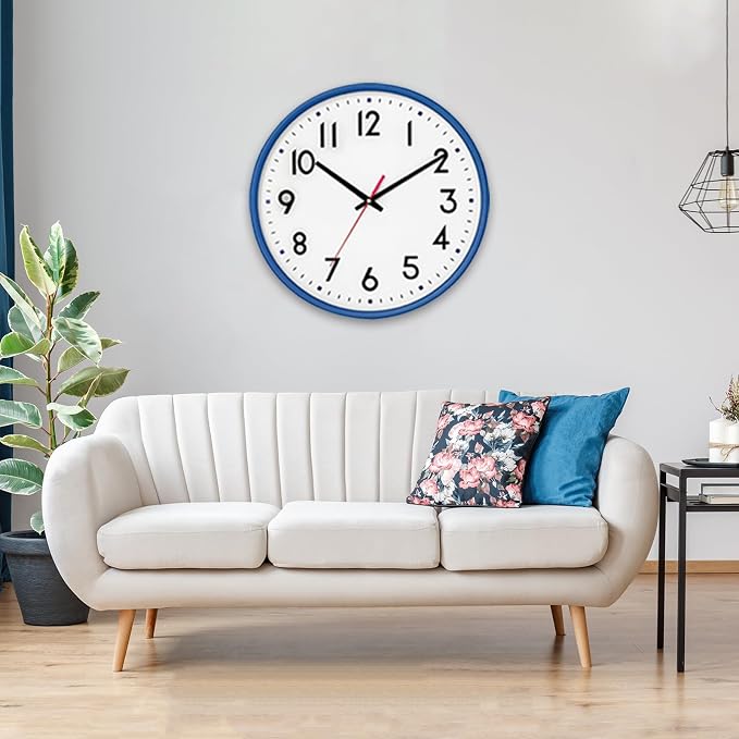 HZDHCLH Wall Clock Blue, Silent Wall Clocks Battery Operated 12 Inch Modern Non - Image 6