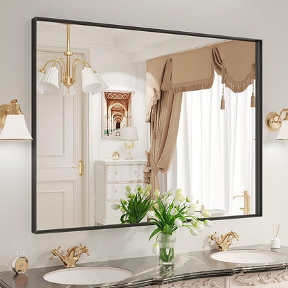 LOAAO Black Bathroom Mirror 48"X36" by LOAAO