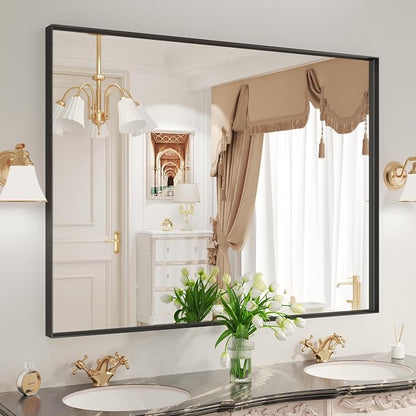 LOAAO Black Bathroom Mirror 48"X32" - Image 3