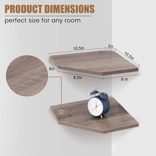 Fun Memories Corner Shelf Wall Mount, Floating Corner Shelves, Rustic Wood Wall - Image 2