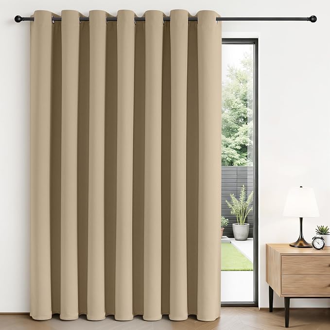 Joydeco Blackout Patio Sliding Door Curtains 90 Inches Long, Grommet Privacy by JOYDECO