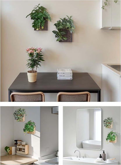 Wood Wall Planter Vase with Artificial Plants Wall Decor, Small Wall Plant - Image 6