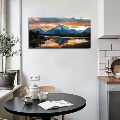 Sunset Mountain Wall Art for Living Room Nature Grand Teton Landscape Canvas - Image 5
