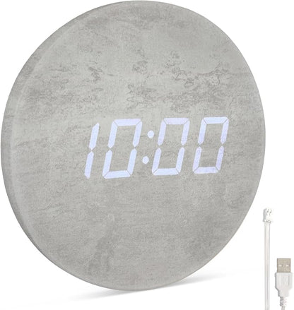 Minimalist LED Digital Wall Clock – USB Powered | Grey Concrete Style | 12/24 by Leafre