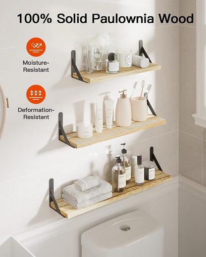 AMADA HOMEFURNISHING Long Wall Shelves, Rustic Farmhouse Style, Wood Floating - Image 6