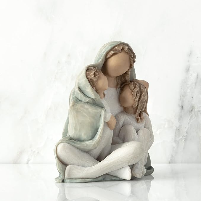 Willow Tree Cozy, Close Together, we Three, Loving Embrace from Mother, Grandmother, Caregiver, Nanny, Depicts Playful Relationship and Imaginative Play, Sculpted Hand-Painted Figure