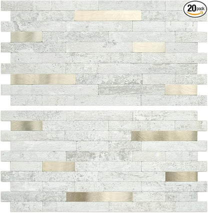AULIGET 20 Sheets Faux Stone Peel and Stick Backsplash by AULIGET