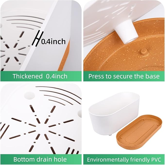 QCQHDU 16" L x 7.6" W x 7" H Window Planter Box, 2 Pack Self Watering Pots for Indoor Plants with Drainage Holes & Saucer, Outdoor Flower Pots Home Garden Modern Decor