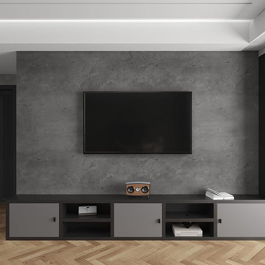 3yecao 24"×197" Thick Dark Grey Black Concrete Wallpaper Waterproof Charcoal by 3YECAO