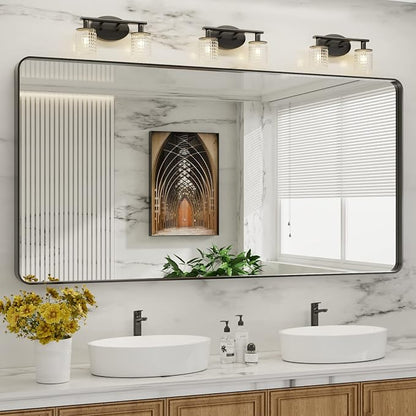 LOAAO Black Metal Framed Bathroom Mirror - Image 4