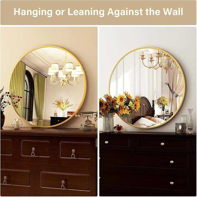 HARRITPURE Round Mirror 36 Gold Wall Mounted Circle Mirrors Vanity Mirror - Image 5