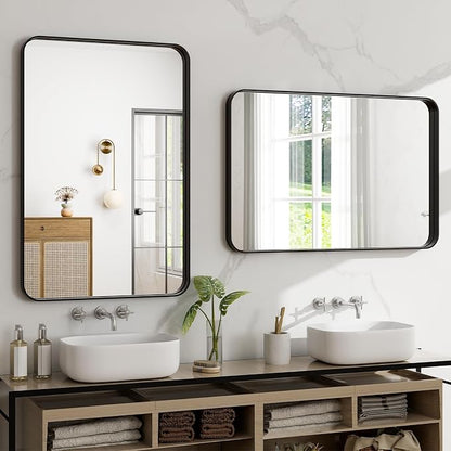 30"x22" Black Bathroom Mirror - Image 3