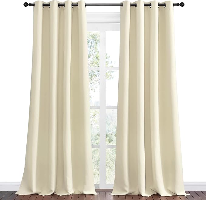 NICETOWN Beige Room Darkening Curtains 90" Long - Image 2