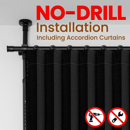 100% Blackout Room Divider Curtains Sets Black 2 Panels W100 x L96in No Drill - Image 3