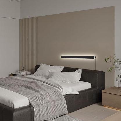 KELUOLY Modern Plug in Wall Lights, 31.4 inch Frosted Black LED Long Wall Sconce - Image 6