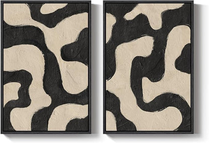 Framed Abstract Beige Black Wall Art - Image 9