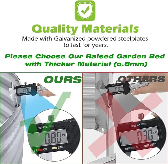 Raised Garden Bed Galvanized Planter Box Outdoor, Rot-Resistant Metal Garden Bed Planter for Vegetables Flower Herb (4- Green)