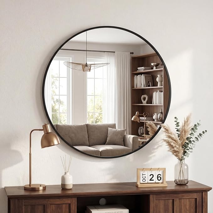 DUMOS 30 Inch Round Wall Mirror, Bathroom Mirror by DumosLifestyle