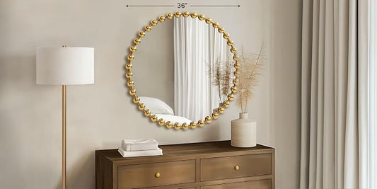 Madison Park Round Mirror, Metal Frame Circle Mirror 36 inch, Wall Art Decor - Image 2