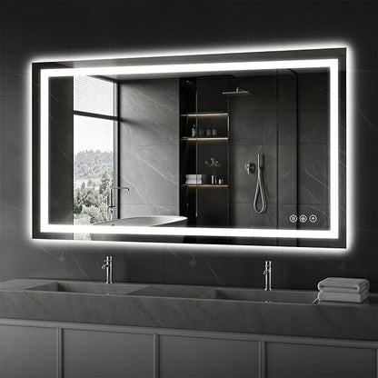 Koonmi 48"x32" LED Mirror for Bathroom, 90CRI Anti-Fog Vanity Mirror by KOONMI