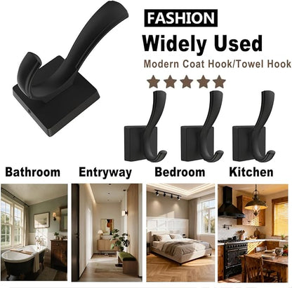 TOFIIGREM Black Hooks for Wall Towel Hooks, Heavy Duty Thick Aluminum Alloy - Image 6