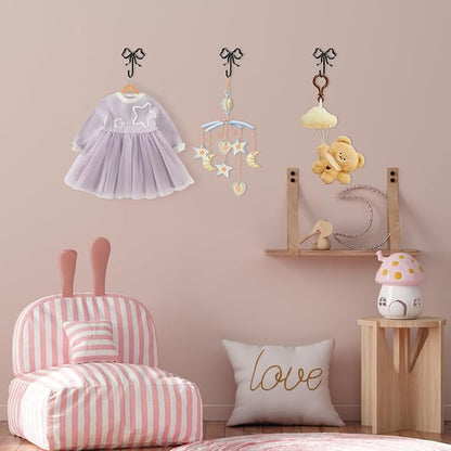 2 PCS Large Size Black Bow Wall Hook, Metal Hooks, Bow Room Decor Hooks - Image 3