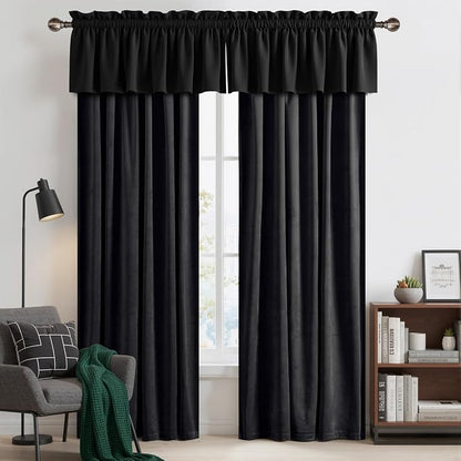 NICETOWN Black Velvet Valance Curtains - Image 3
