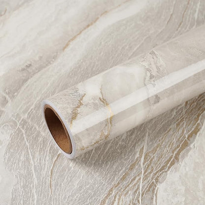 VEELIKE 15.7''x118'' Beige Gold Liquid Marble Contact Paper by VEELIKE