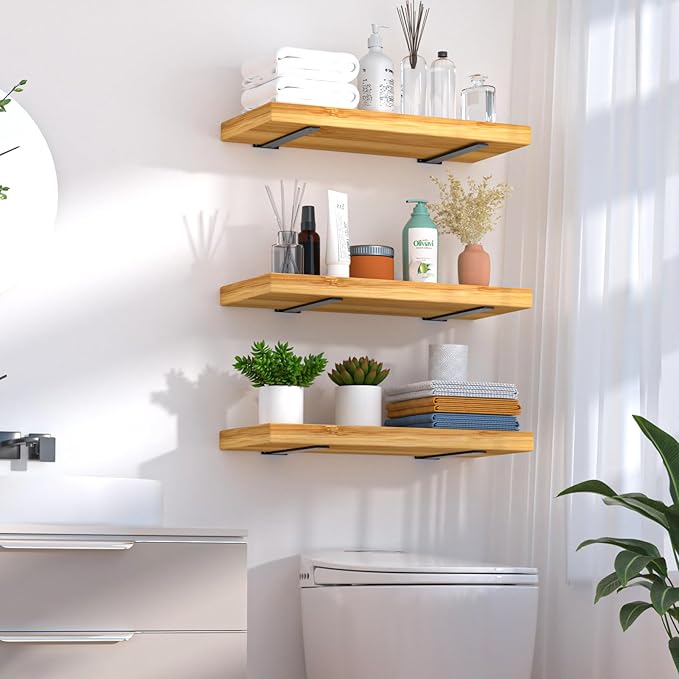 4 Pack - 14 inch Black Hidden L Shelf Bracket Iron Floating Shelf Brackets - Image 5
