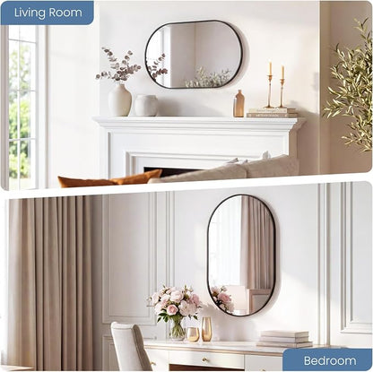 DUMOS 20" x 30" Oval Bathroom Mirror, Tempered Glass, Morden Vanity Mirror - Image 6