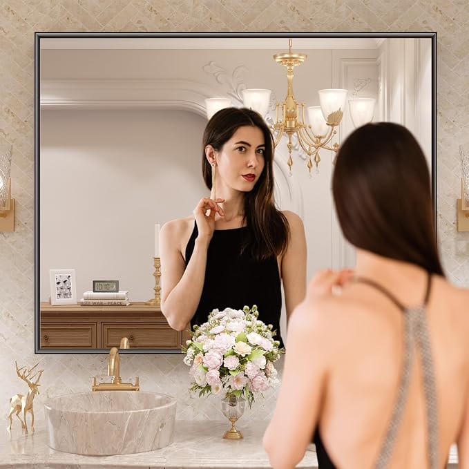 LOAAO Black Bathroom Mirror 40"X30" - Image 2