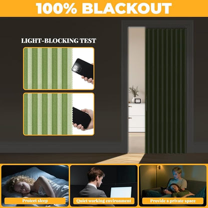 AJAZZ 100% Blackout Magnetic Door Curtain Accordion Door Accordion Doors - Image 4