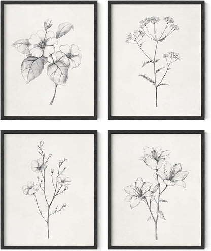 HAUS AND HUES Grey Floral Wall Art by HausandHuesArtPrints