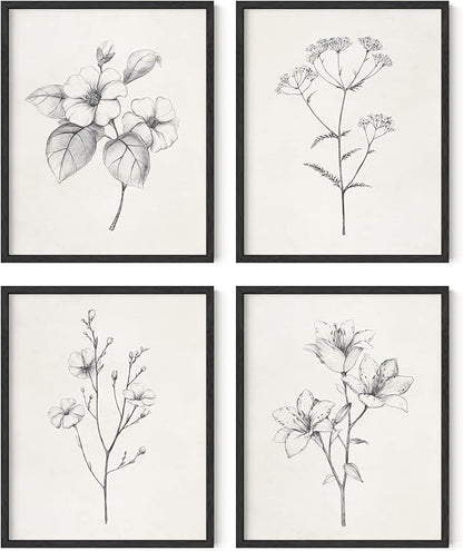 HAUS AND HUES Grey Floral Wall Art by HausandHuesArtPrints