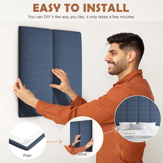 IFNOW Upholstered Peel and Stick Wall Panels, Soundproof 3D Headboard - Image 5