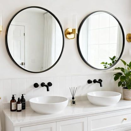 Round Wall Mirror 20 Inch Black Vanity Mirror - Image 7