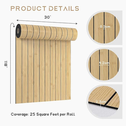 VEELIKE Natural Bamboo Slat Wall Panels Peel and Stick Wood Panels - Image 9