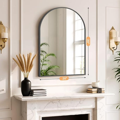 Bathroom Mirror for Wall, 30x20 Inch Arched Mirror, Matte Black Metal Framed - Image 7