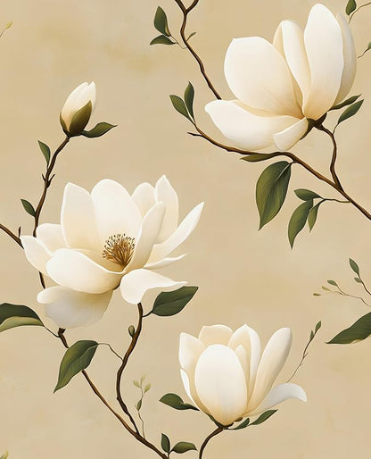Vintage Floral Peel and Stick Wallpaper Khaki White Flowers Contact Paper by Laatse