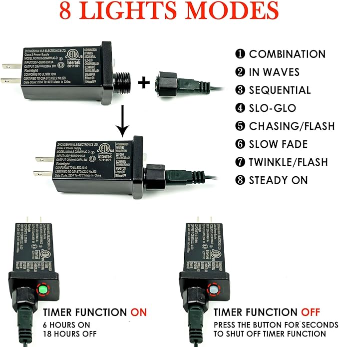 2-Pack Connectable 164FT 400LED Outdoor String Lights Waterproof, Twinkle Lights with 8 Modes, Christmas String Lights Green Wire for Holiday Party Christmas Decorations, Warm White