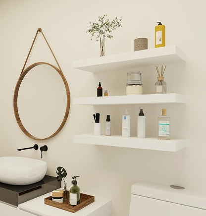 Vervida White Floating Shelves for Wall 24" W x 7.9" D x 1.5" H, Modern Style - Image 5