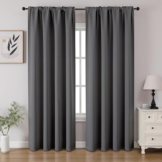 CUCRAF Light Grey Blackout Curtains 108 inch Length 2 Panels Set, Rod Pocket by CUCRAF