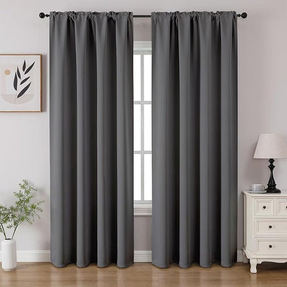 CUCRAF Light Grey Blackout Curtains 84 inch Length 2 Panels Set, Rod Pocket by CUCRAF