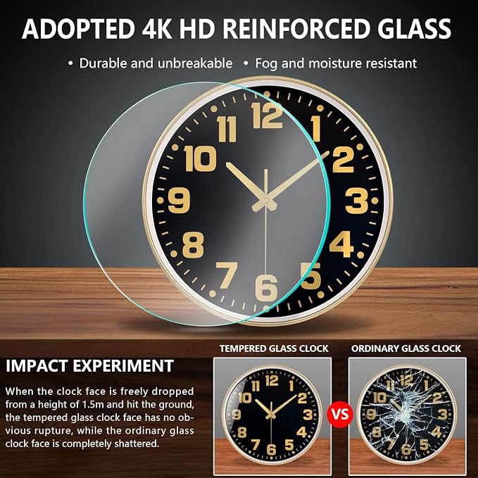 Modern Silent Wall Clock, 10inch Non-Ticking Analog Battery Operated Clock - Image 5