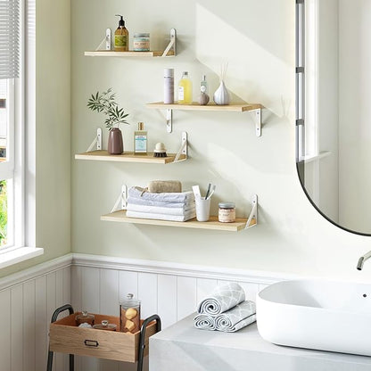 YGEOMER Floating Shelves for Wall, Different Sizes Natural Wood Wall Shelves - Image 6